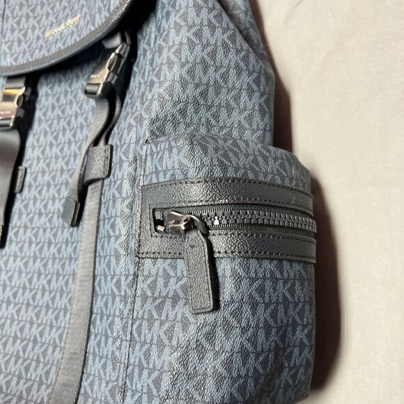 Michael Kors Cooper Admiral Blue Logo Large Backpack Flip Top Adjustable Straps - Picture 4 of 16
